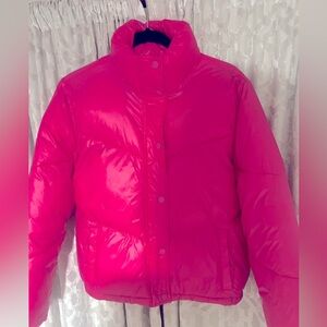 Women’s hot pink puffer jacket